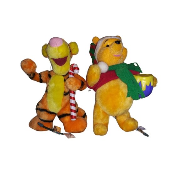 VTG Disney Winnie The Pooh and Tigger Santa's Best Plush Animated Ornament Lot - Picture 3 of 12